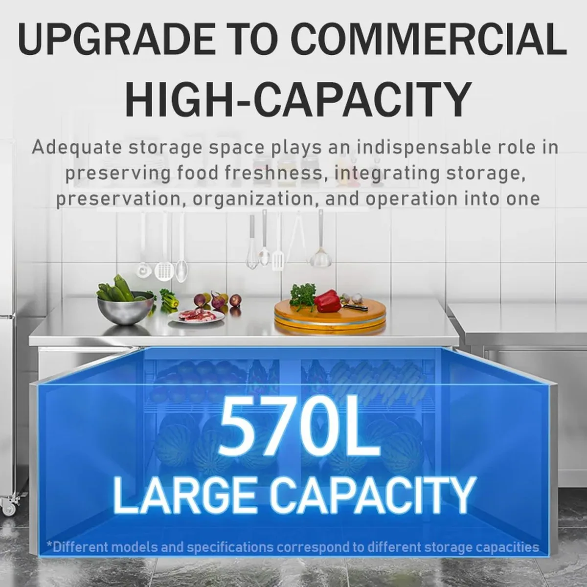 1.8m Stainless Steel Prep Table Double Doors Automatic Defrost 5700L Capacity…