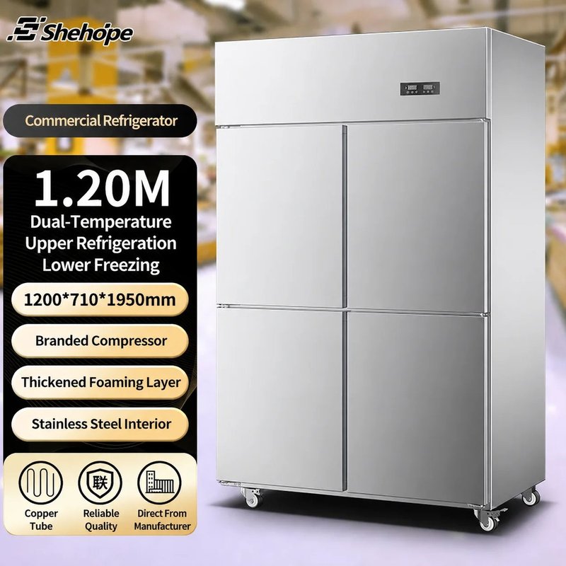 Four-Door Commercial Stainless Steel Reach Prep Table Refrigerator-Freezer…