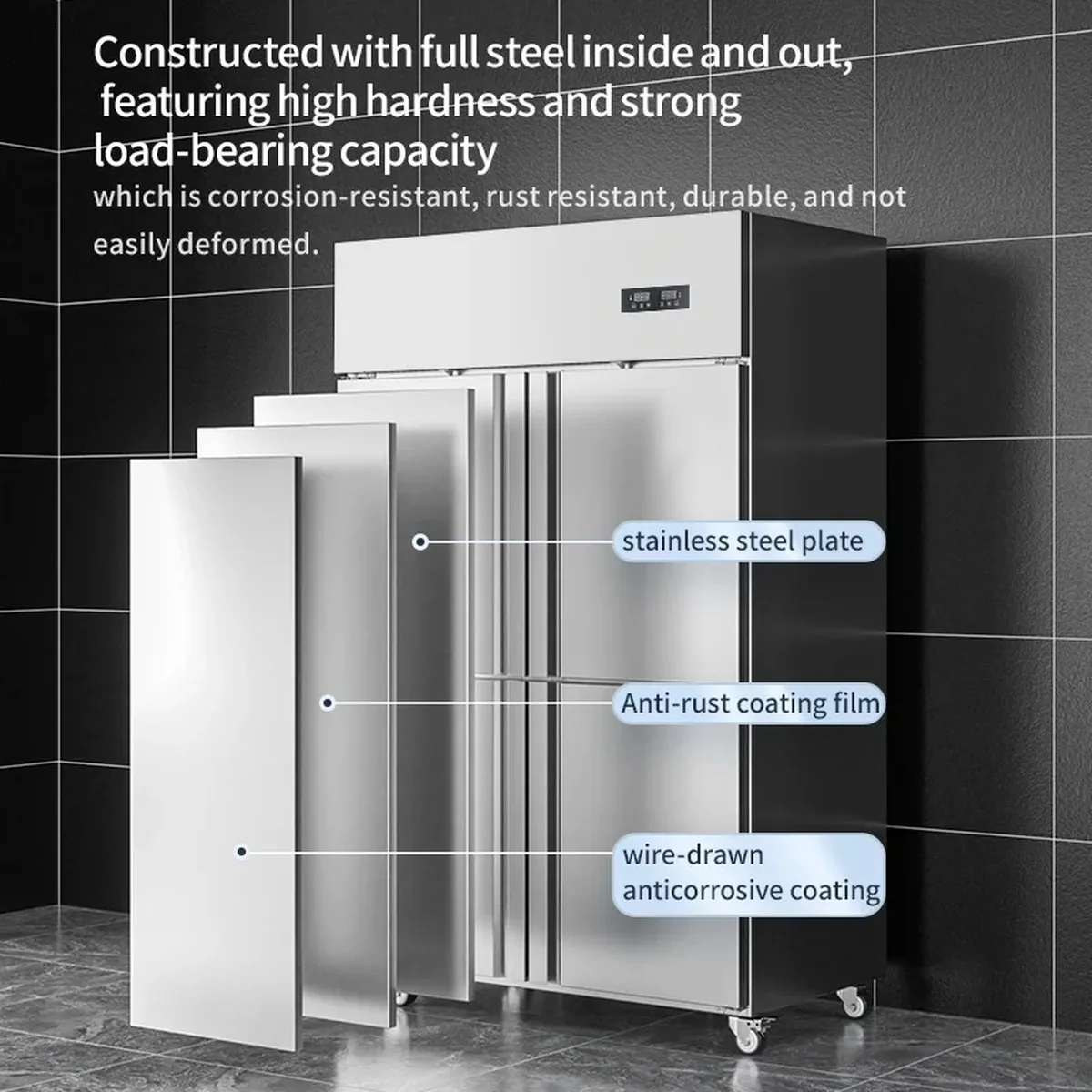 Energy-Saving Stainless Steel Reach-In Refrigerator Four Doors Freecooling…