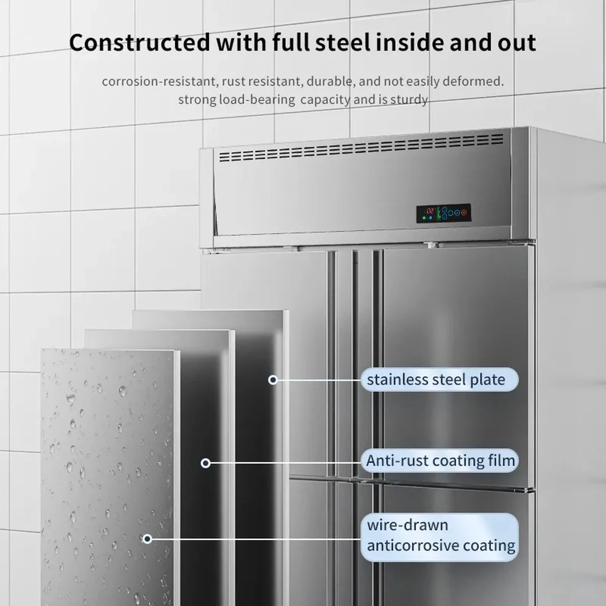 Stainless Steel Four Doors Full Cold Storage Upright Reach-In Freezer…
