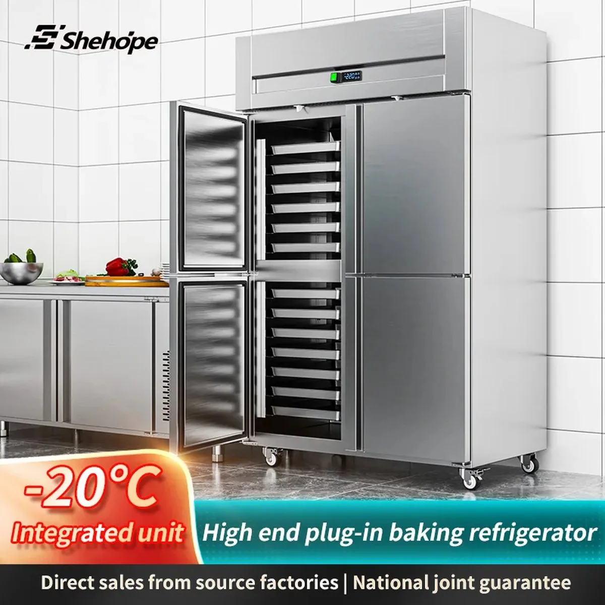 Commercial 4 Door Dual Temperature Tray Refrigerator Freezer Stainless Steel…