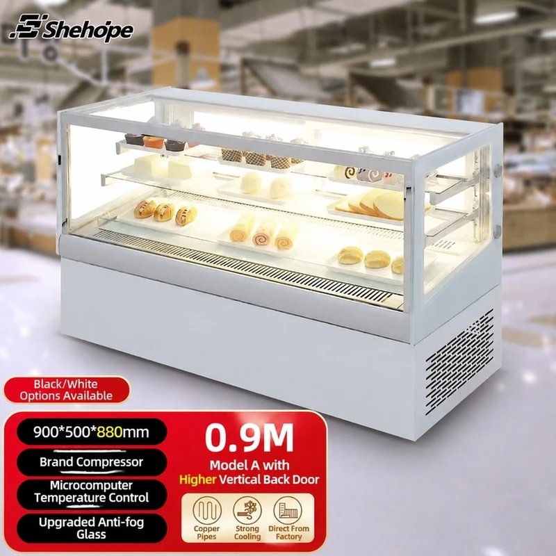 商用檯面四門弧形後滑門單溫蛋糕展示冷藏櫃 數位顯示 LED