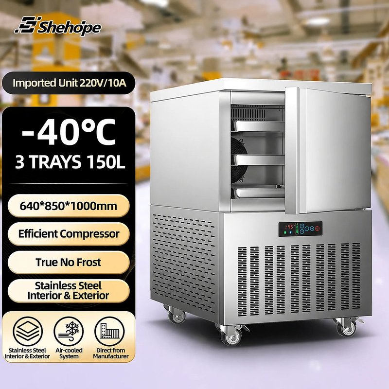 3盤 -40C 商用步入式單門急速冷凍櫃 不鏽鋼 自動除霜 烘焙 海鮮 水餃 冰淇淋 快速