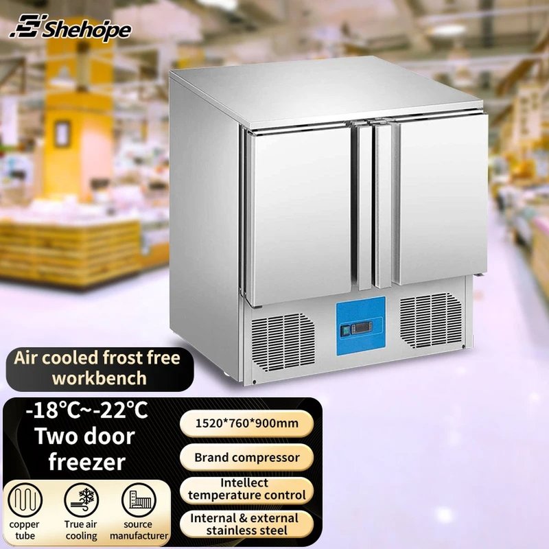 Commercial Double Door Stainless Steel Worktop Chiller Refrigerated Workbench…
