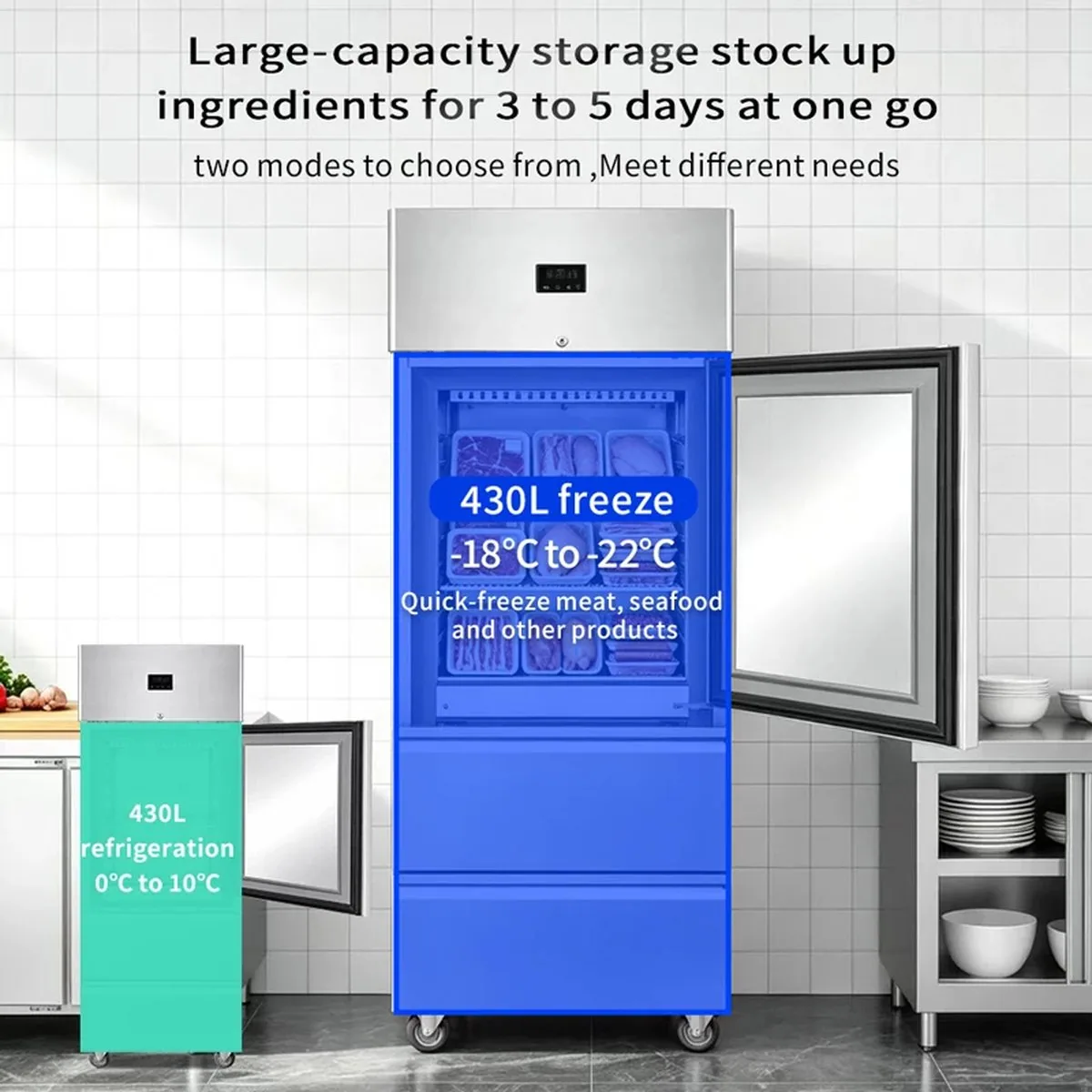Single Door Stainless Steel Reach-In Refrigerator Dual-Drawer Commercial Cold…