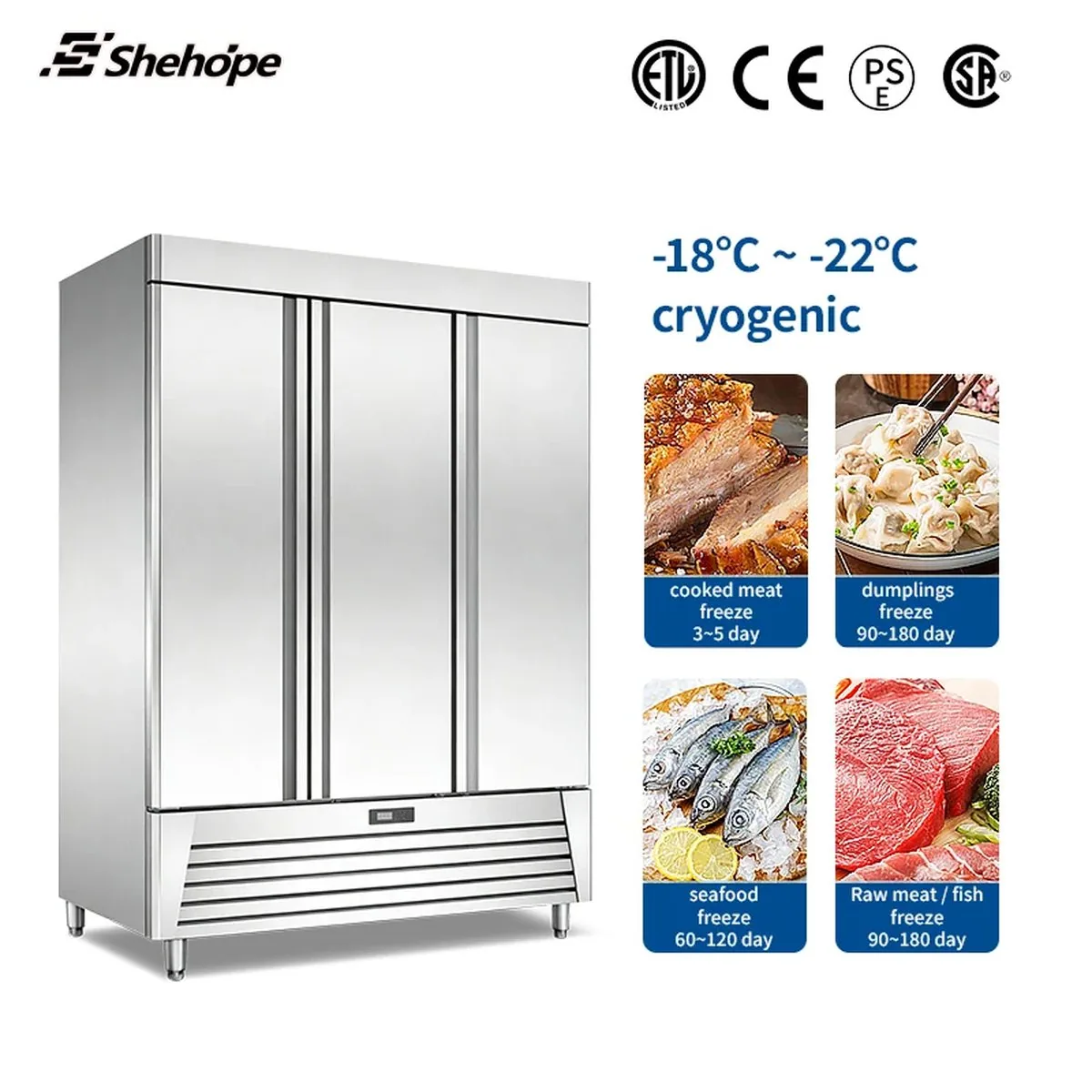 Triple Door American Style Stainless Steel Reach-In Refrigerator Automatic…