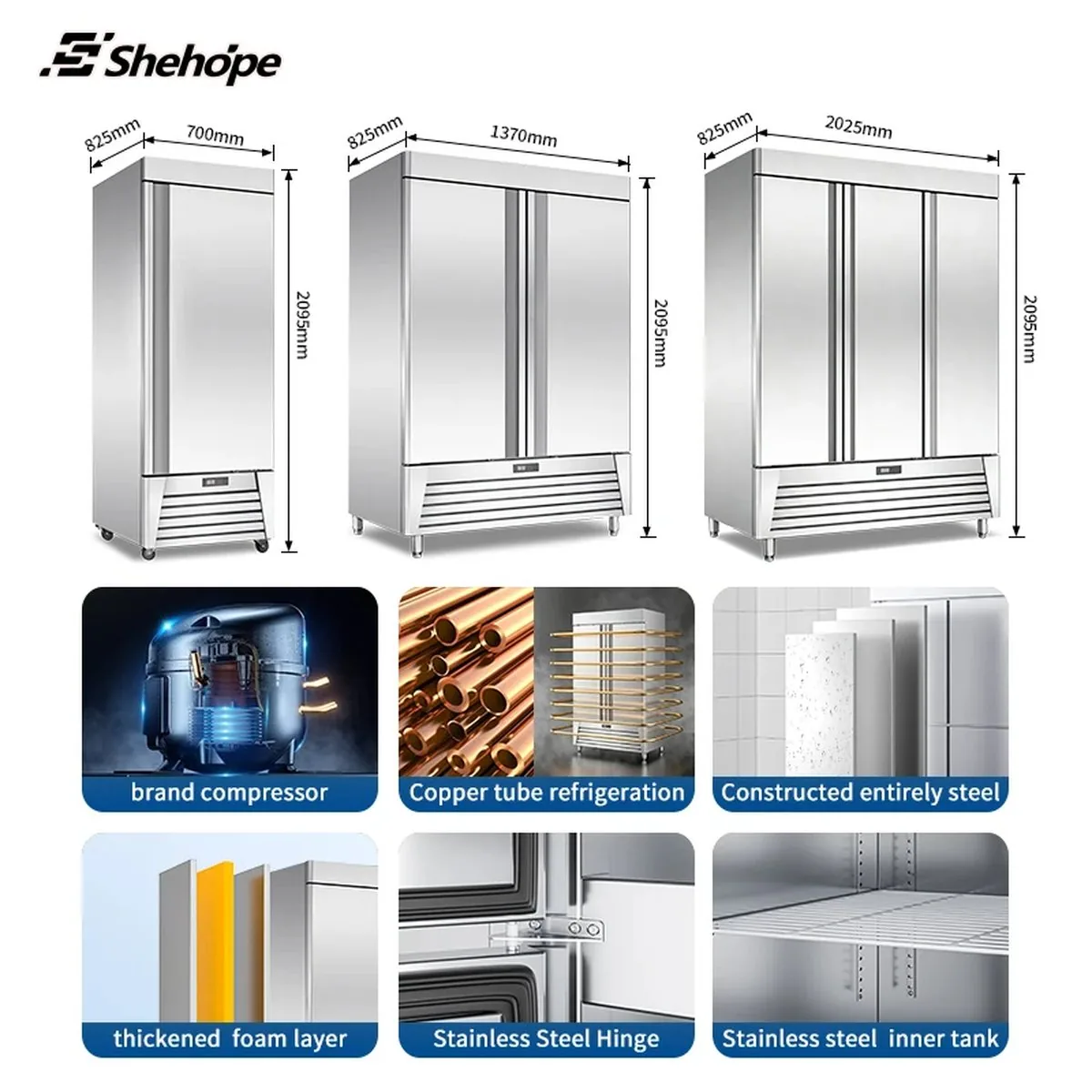 Triple Door American Style Stainless Steel Reach-In Refrigerator Automatic…
