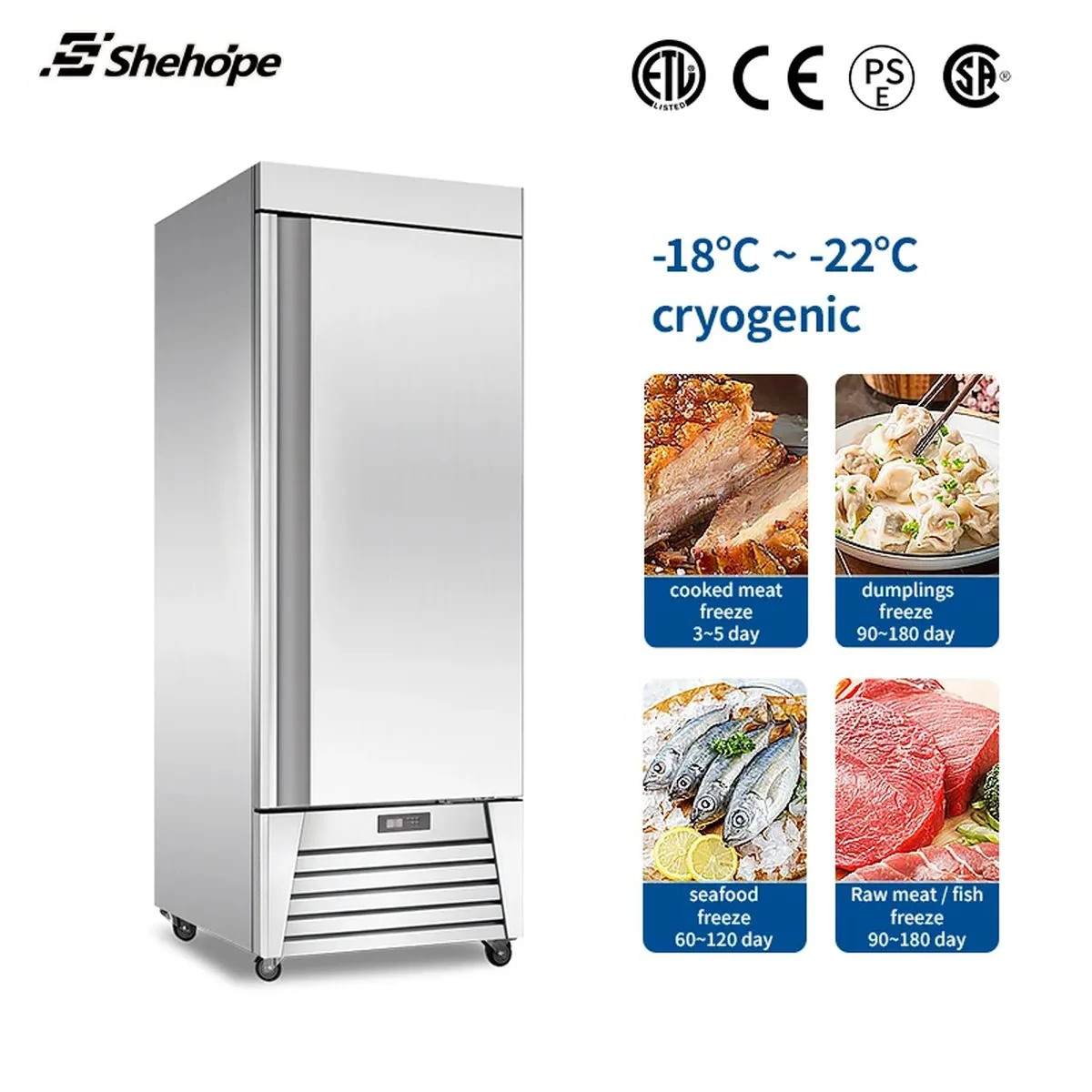 Stainless Steel Single Door Reach-In Refrigerator Automatic Defrost Digital…