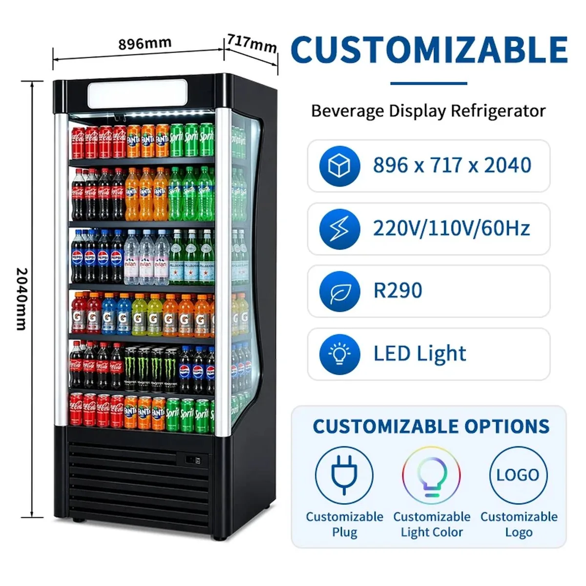 Commercial Front-Opening Walk-In Display Freezer with Multilayer Adjustable…