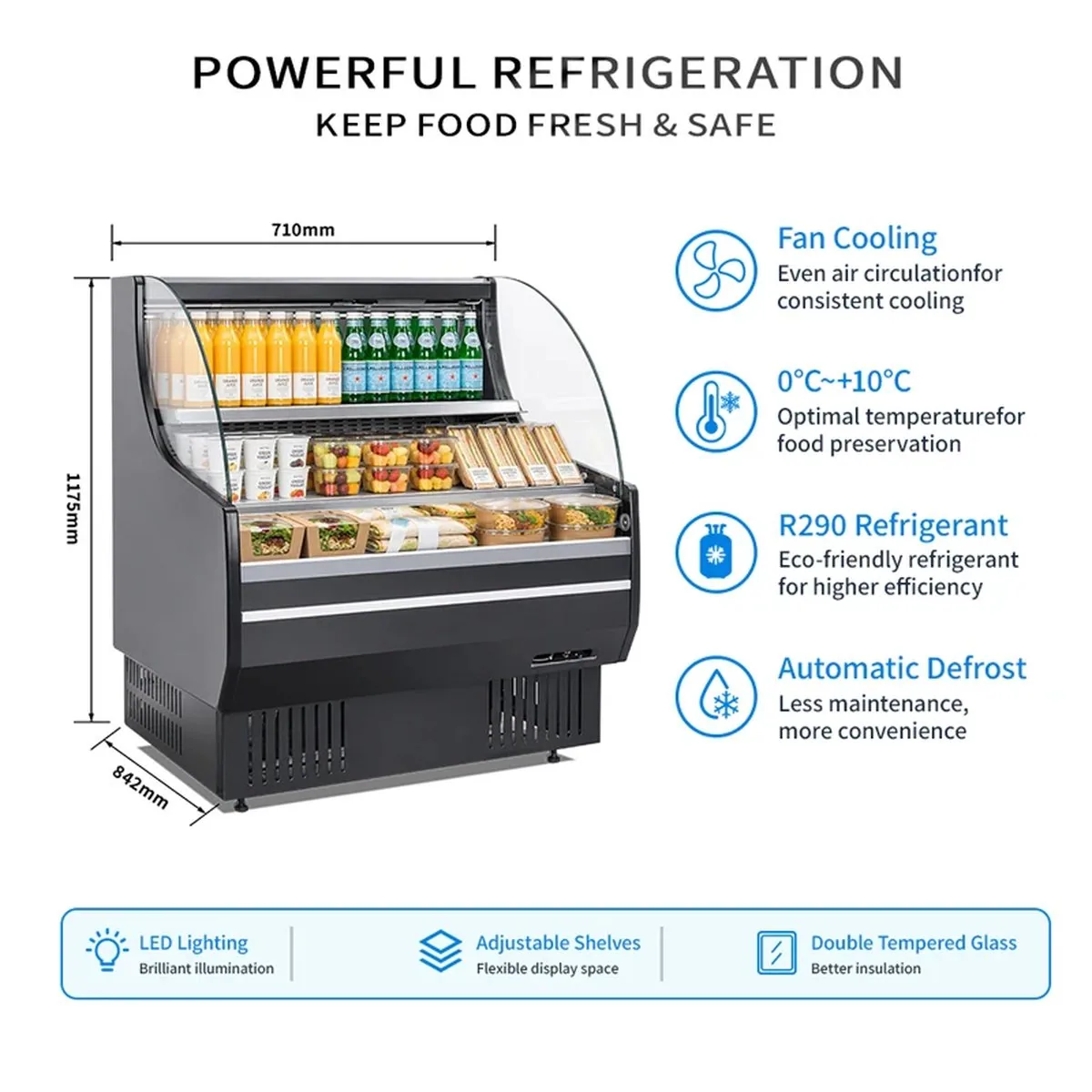 Commercial Open Front Walk-In Display Freezer Multideck Shelves Automatic…