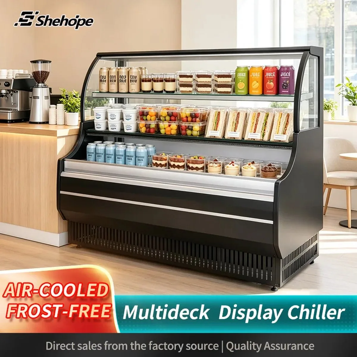 Mother-baby Type Open Front Air Curtain Display Freezer Double-Deck Open…