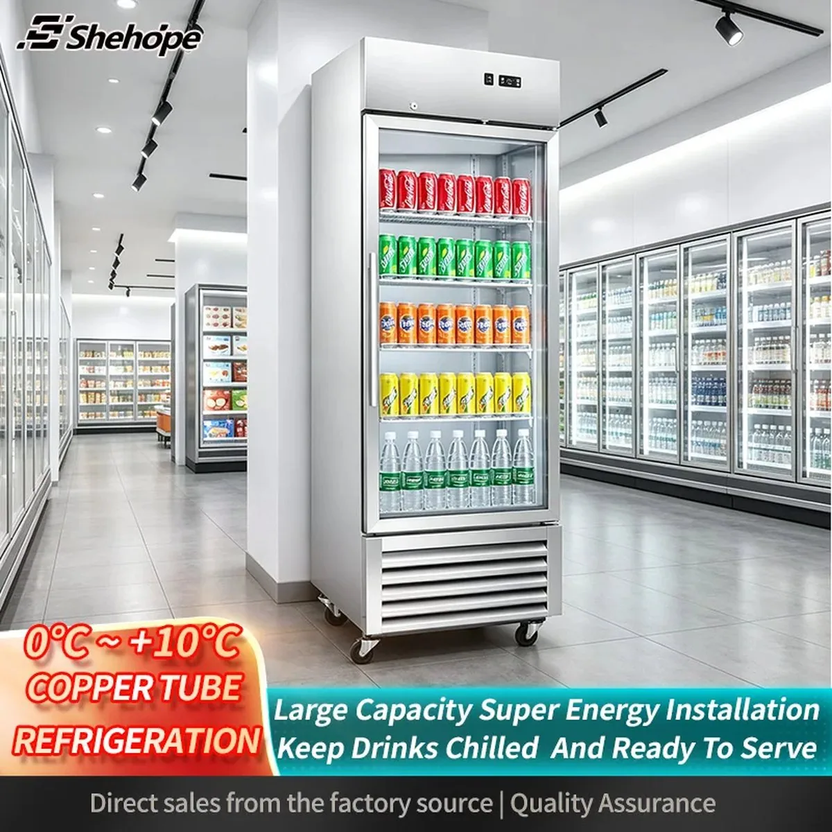 Commercial Single Door Upright Beverage Display Cooler Glass Door Reach-In…
