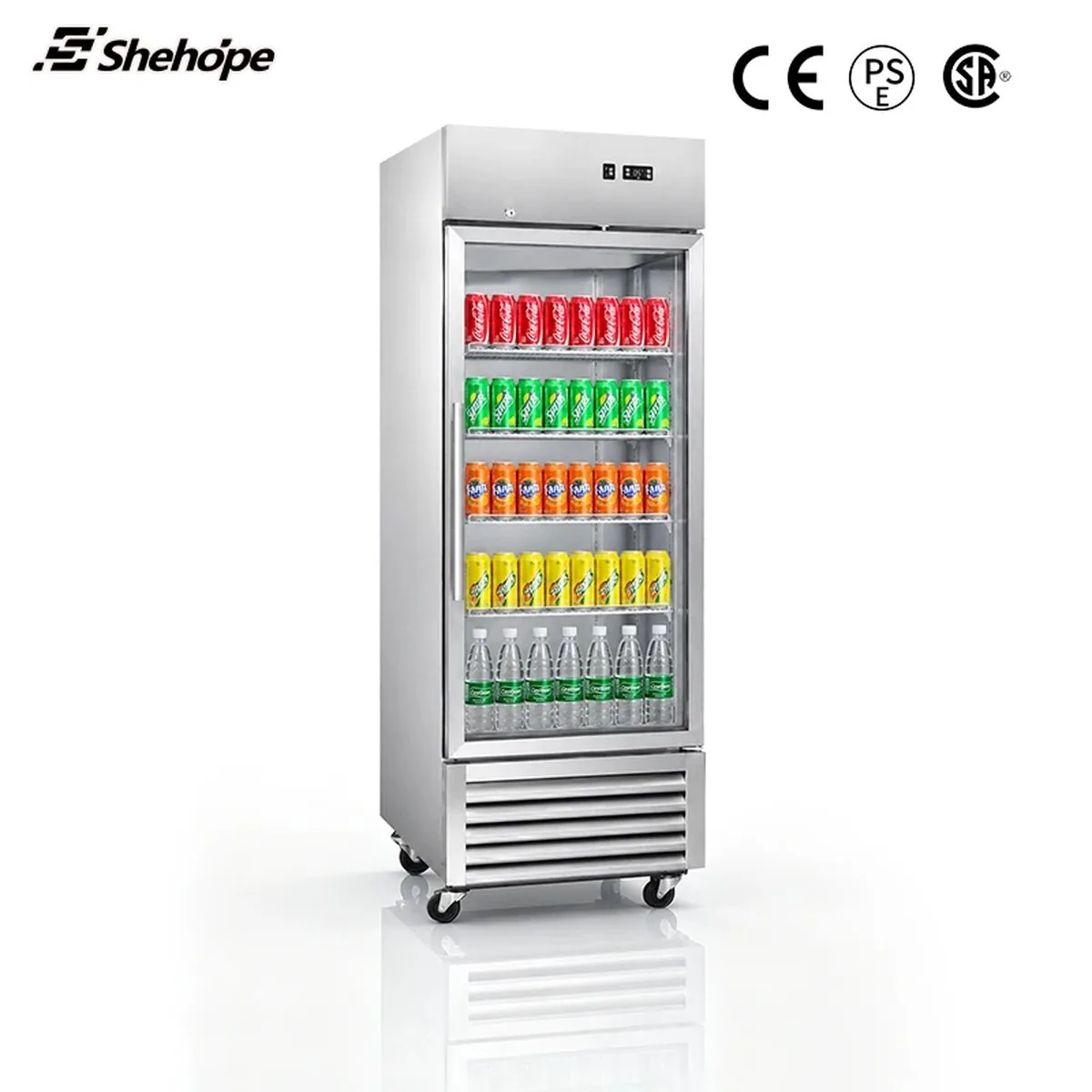 Commercial Single Door Upright Beverage Display Cooler Glass Door Reach-In…
