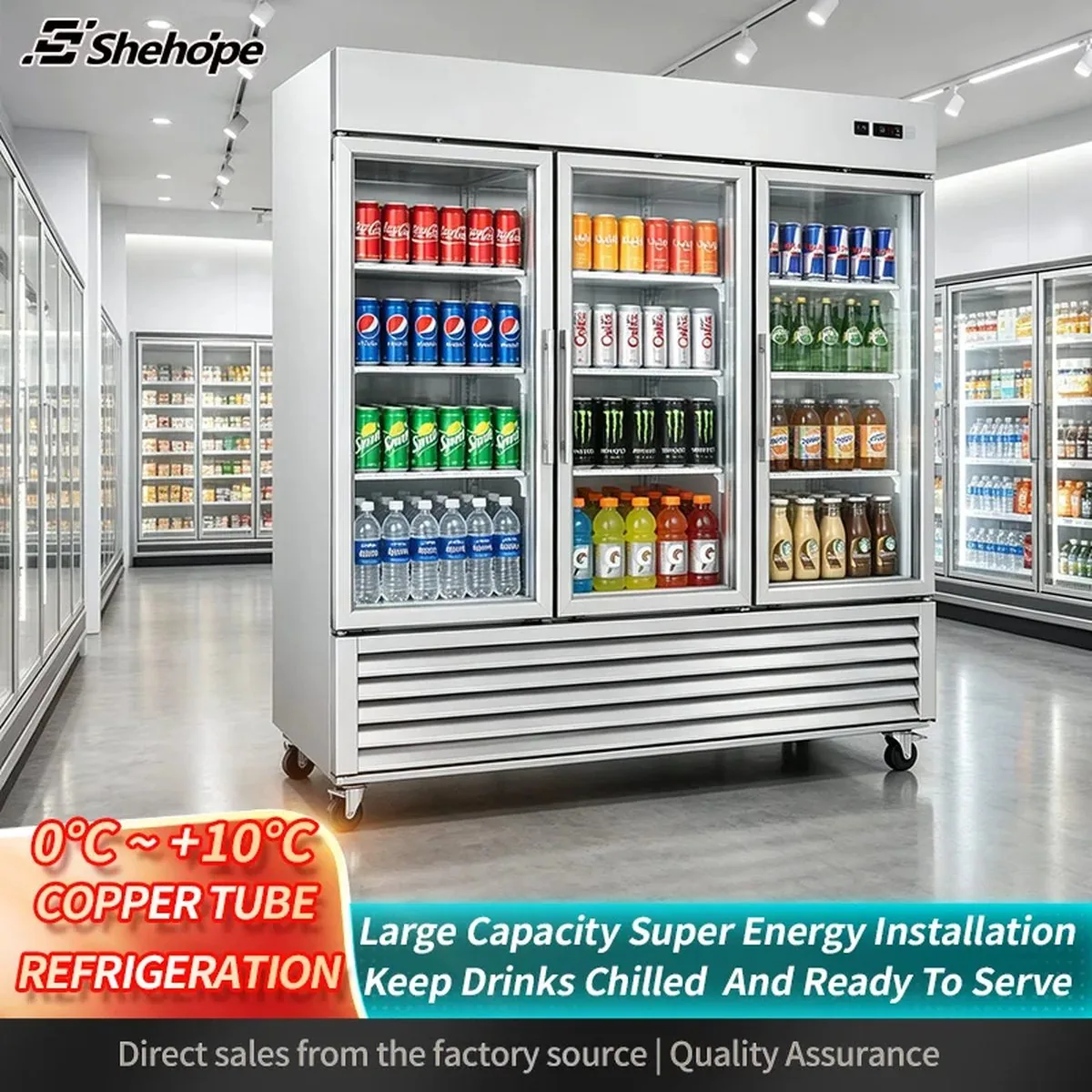 Commercial Triple Door Upright Beverage Display Cooler Digital Temperature…