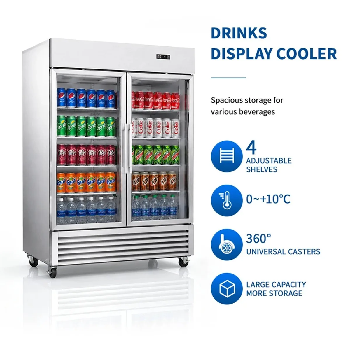 Commercial Triple Door Upright Beverage Display Cooler Digital Temperature…