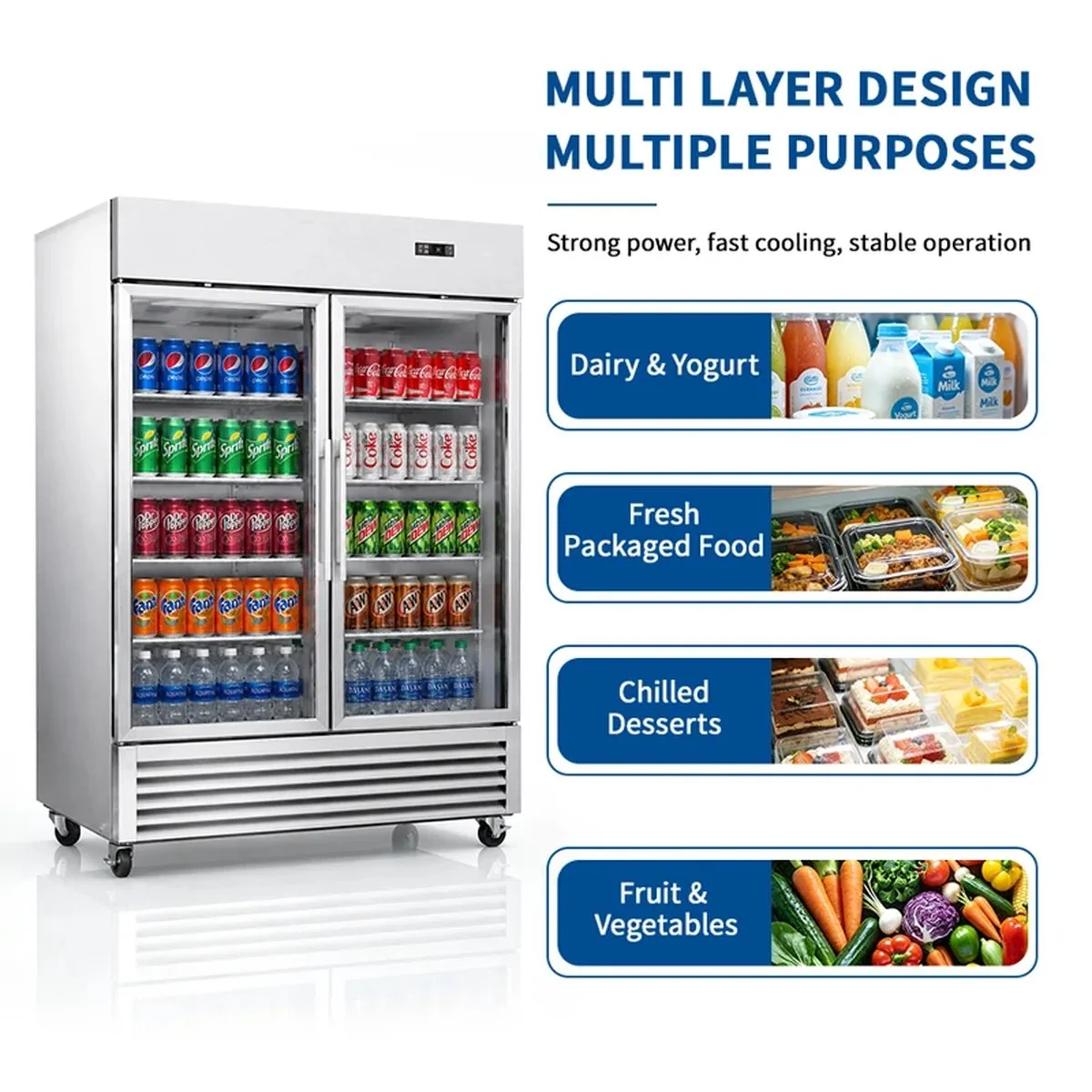 Commercial Triple Door Upright Beverage Display Cooler Digital Temperature…