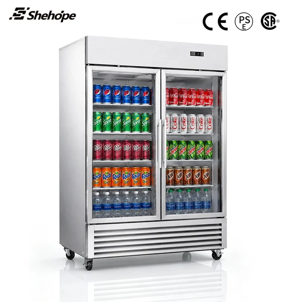 Commercial Double Door Upright Beverage Display Cooler Reach-In Refrigerator…