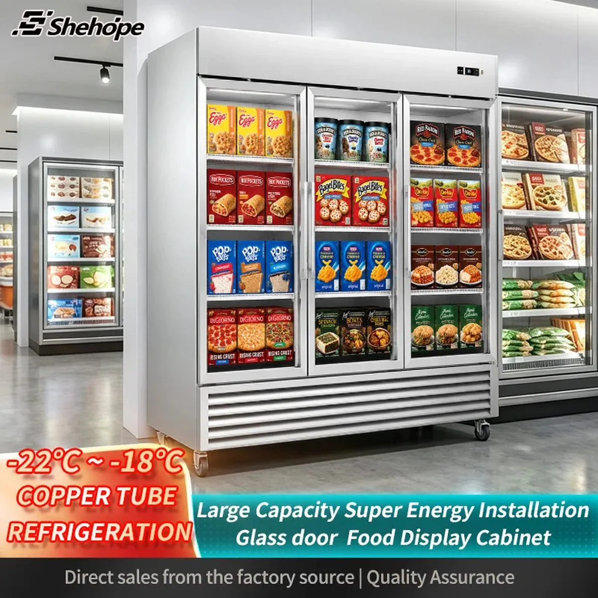 Commercial Triple Door Upright Glass Door Display Freezer Automatic Defrost…