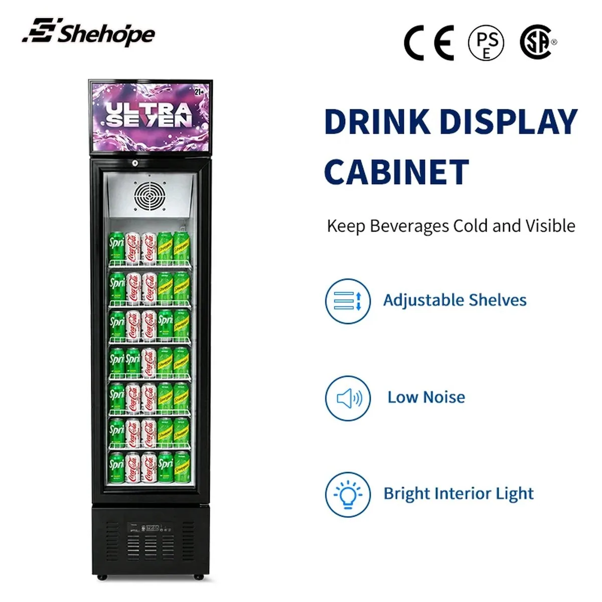 Slim Narrow Upright Reach-In Beverage Display Cooler Four-Door Automatic…