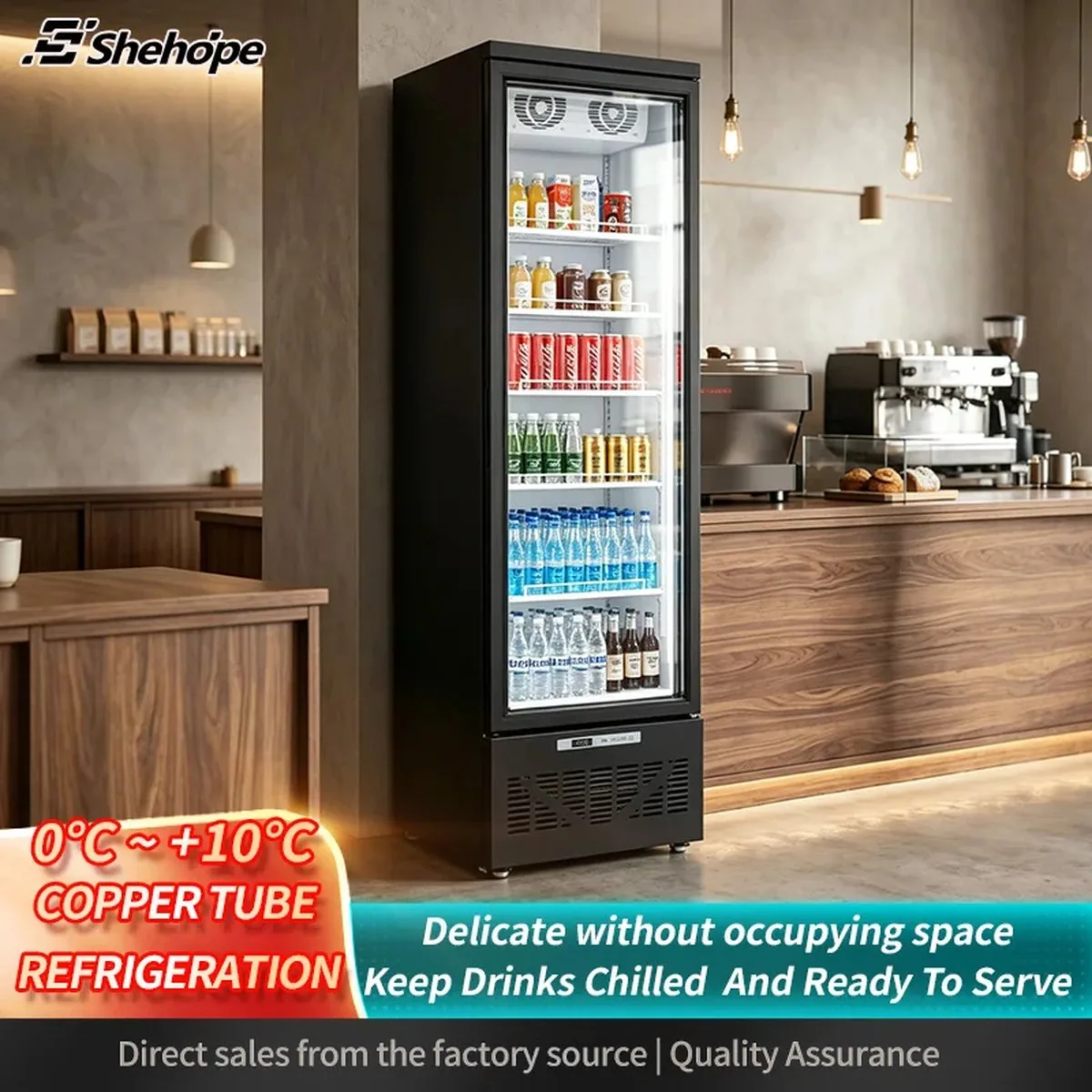 Slim Narrow Reach-In Upright Beverage Display Cooler Single Glass Door…