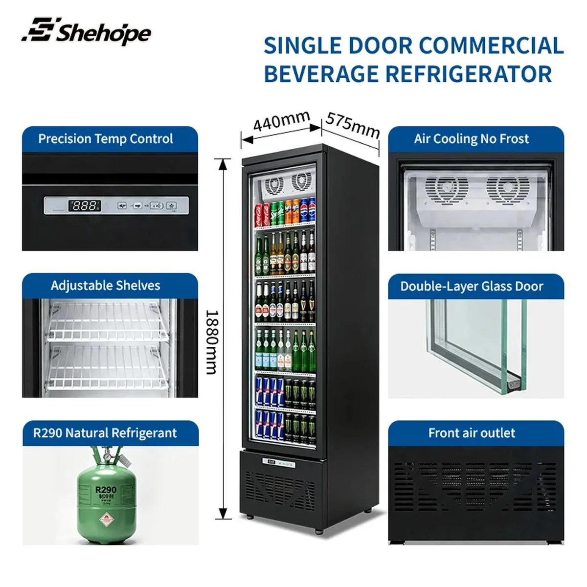 Slim Narrow Reach-In Upright Beverage Display Cooler Single Glass Door…