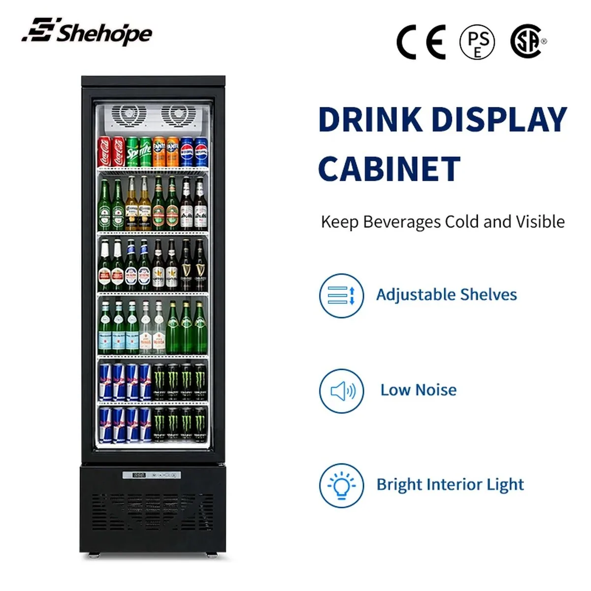 Slim Narrow Reach-In Upright Beverage Display Cooler Single Glass Door…