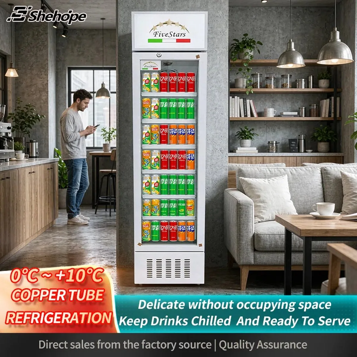 Slim Narrow Reach-In Upright Beverage Display Cooler Single Glass Door…