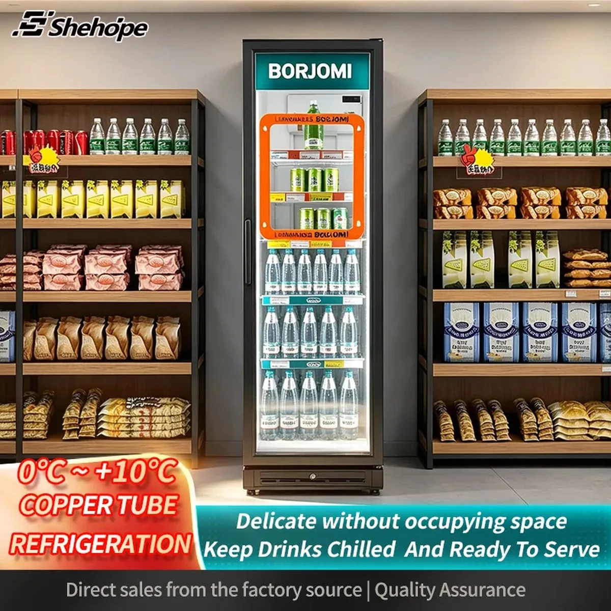 Slim Narrow Upright Beverage Display Cooler Single Glass Door Vertical Drink…
