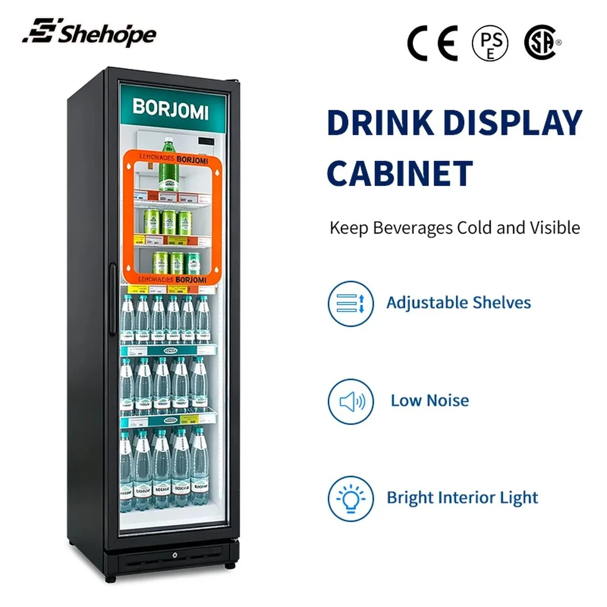 Slim Narrow Upright Beverage Display Cooler Single Glass Door Vertical Drink…