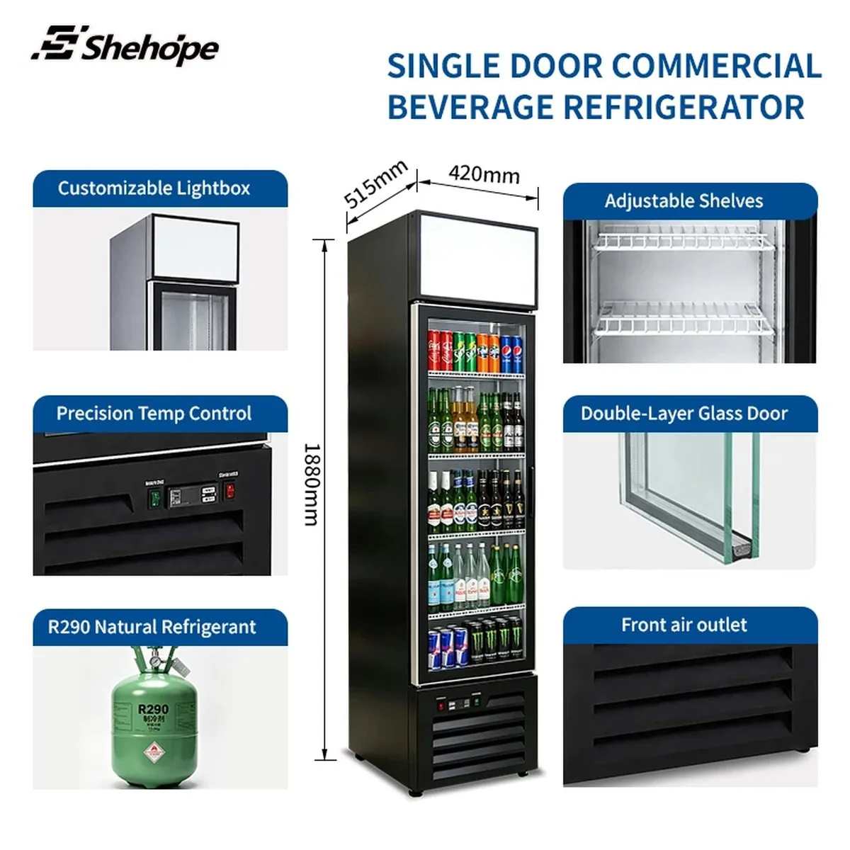 Slim Narrow Reach-In Upright Beverage Display Cooler Single Glass Door…