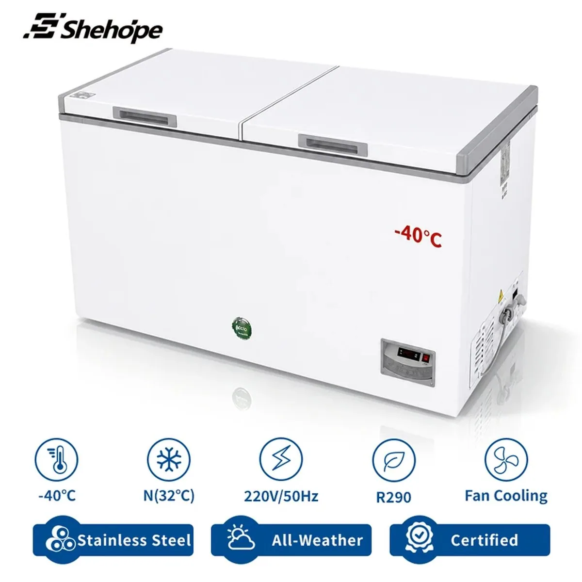 Large Capacity Horizontal Chest Ultra Low Temp Freezer -40C Double Doors…