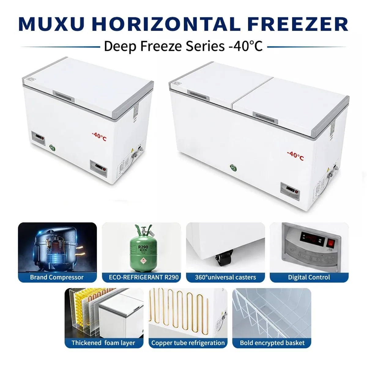 Large Capacity Reach-In Horizontal Chest Ultra Low Temp Freezer -40C Double…