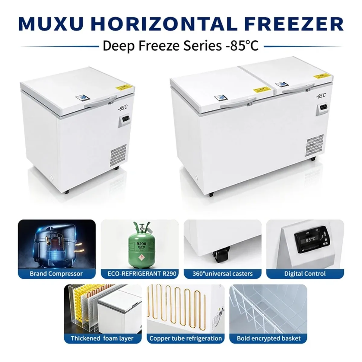 Large Capacity Reach-In Horizontal Chest Ultra Low Temp Freezer -85C Double…