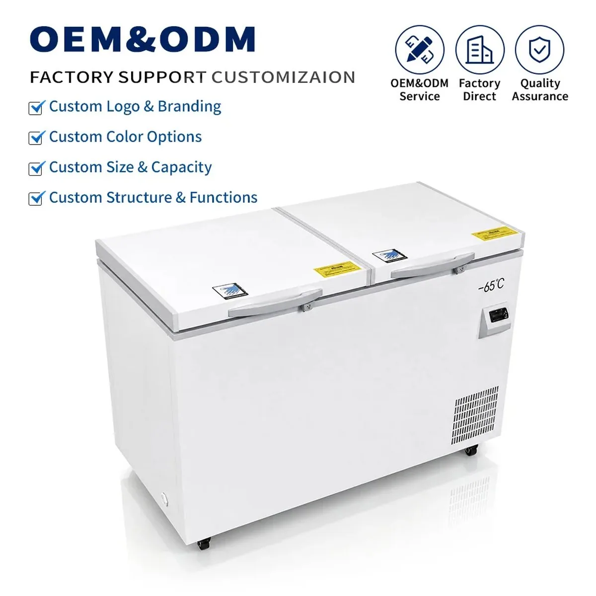 Large Capacity Reach-In Ultra Low Temp Freezer -65C Double Doors Automatic…