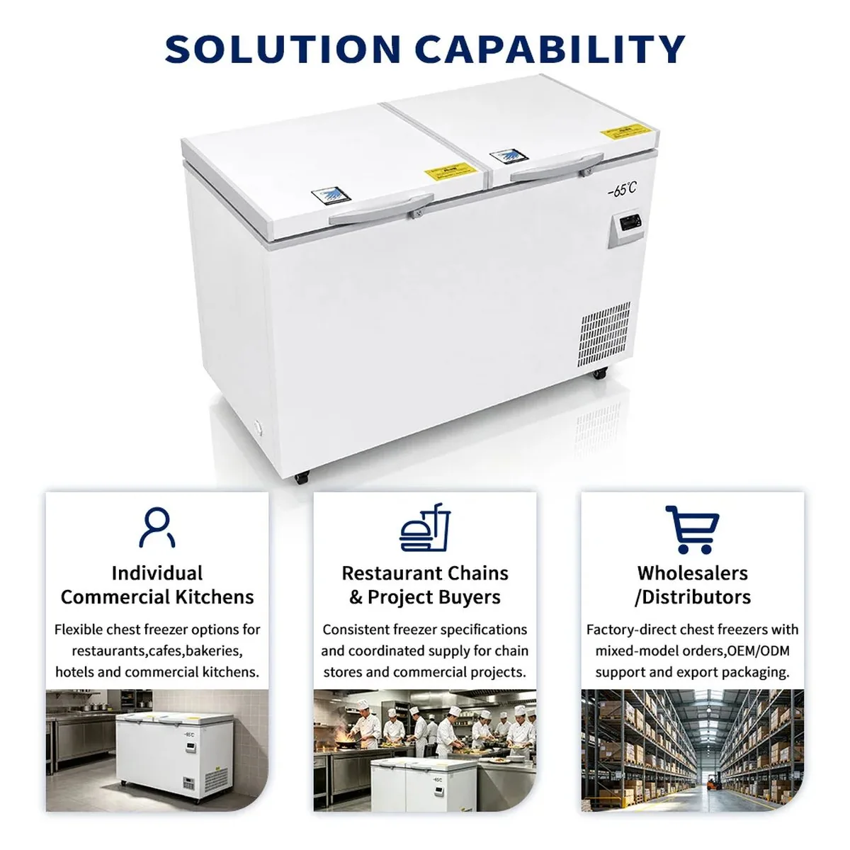 Large Capacity Reach-In Ultra Low Temp Freezer -65C Double Doors Automatic…