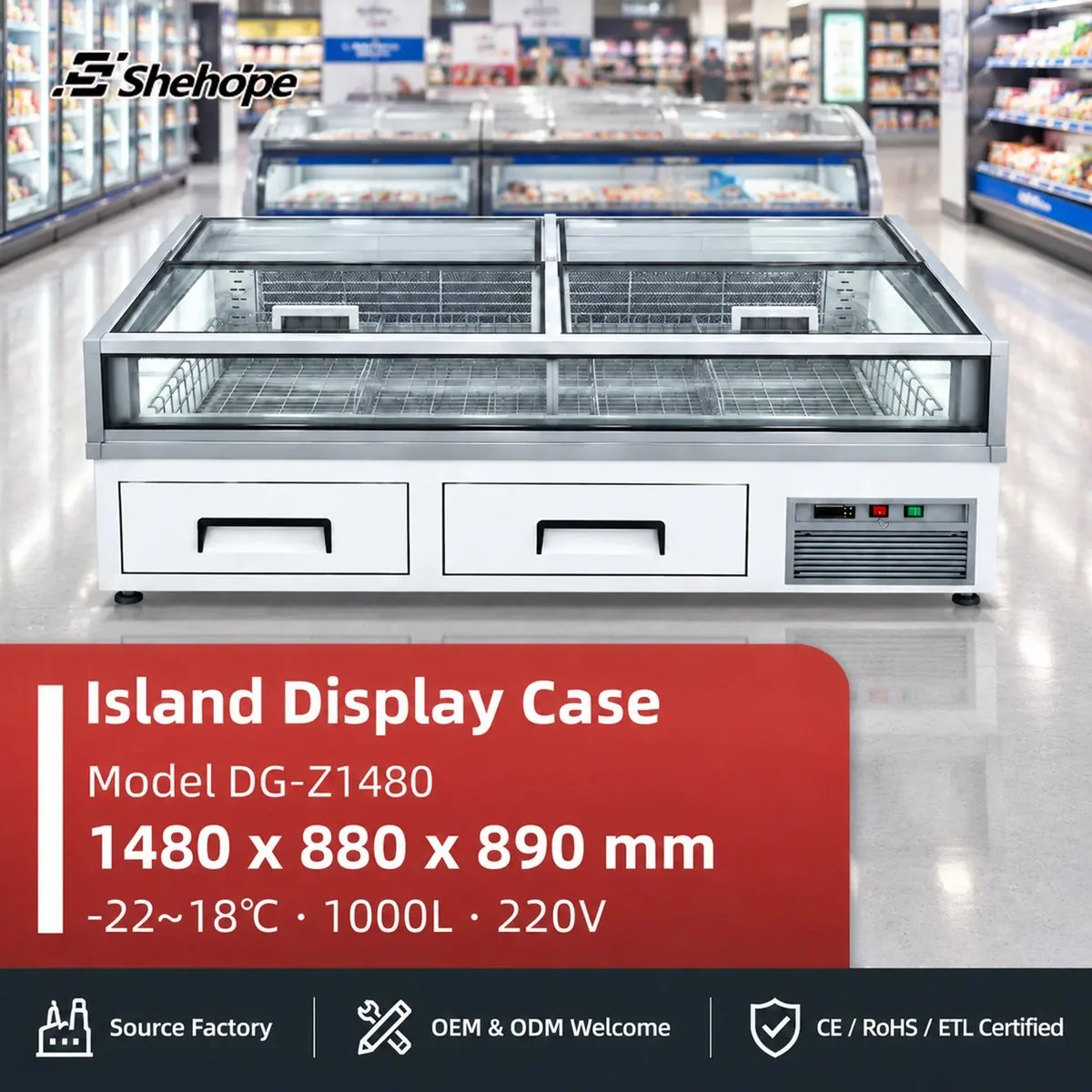 Shehope Commercial 2-Door Color Steel Plate Undercounter Merchandiser…