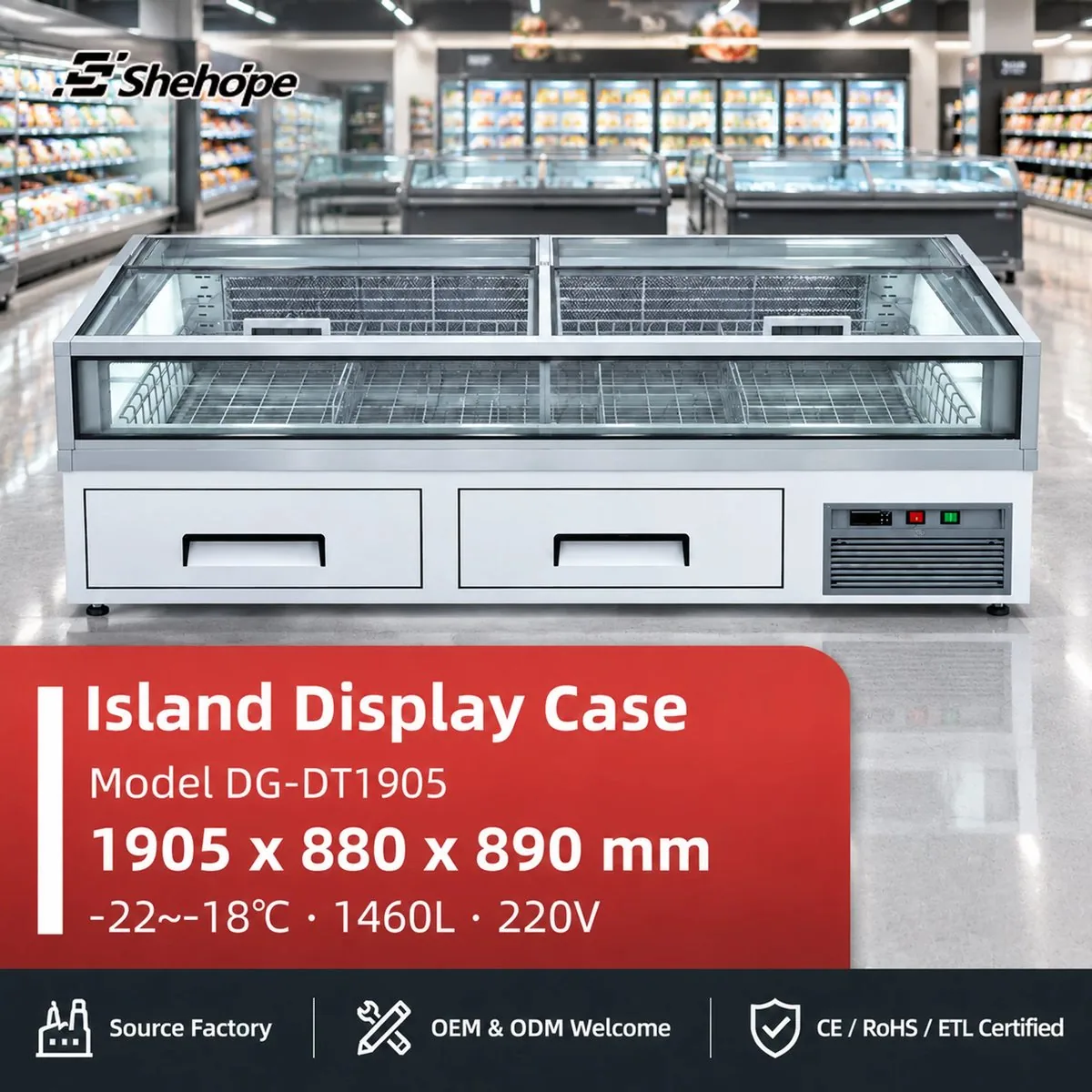 Frost Free Energy Efficient Merchandiser Refrigerator Island Display Cabinet…
