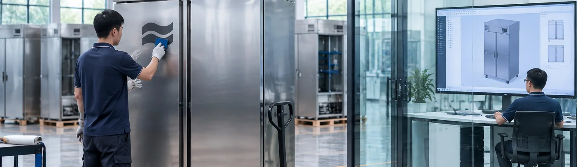 Armario refrigerado vertical de doble temperatura preparado para una configuración OEM personalizada