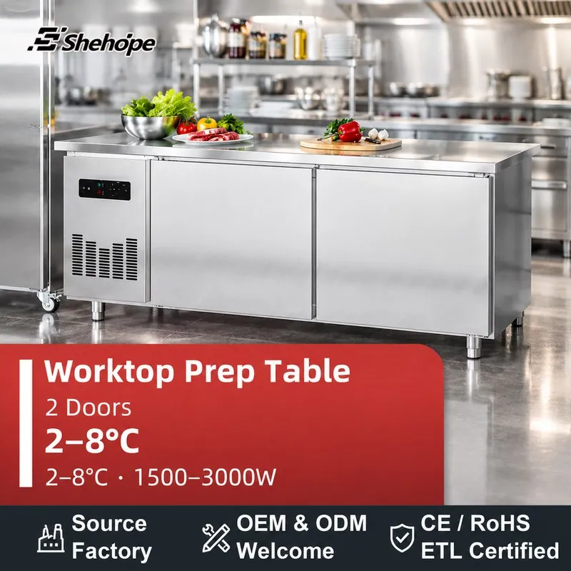 Double-door Commercial Stainless Steel Prep Table Kitchen · 2–8°C