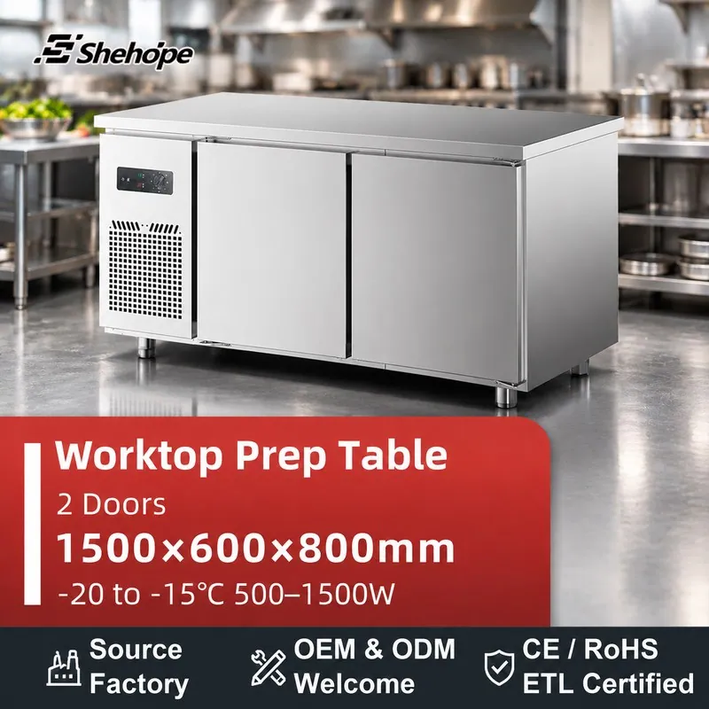 Shehope 1.5m Stainless Steel Prep · 1500×600×800 · -20–-15°C