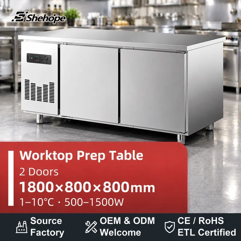 1.8m Stainless Steel Prep Table Double · 1800×800×800 · 1–10°C