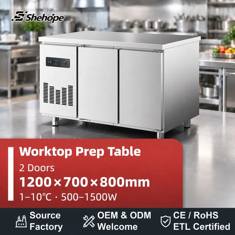 1.2m Stainless Steel Prep Table Double · 1200×700×800 · 1–10°C