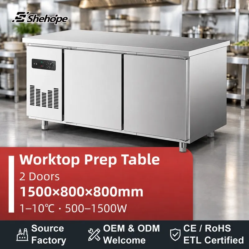 Shehope 1.5m Stainless Steel Prep Table · 1500×800×800 · 1–10°C