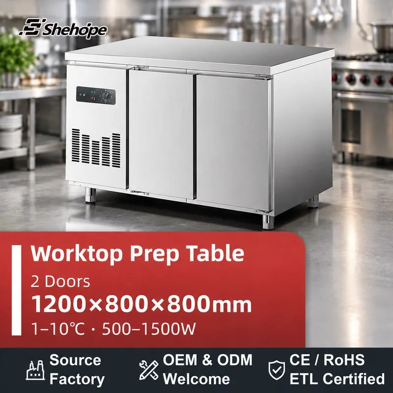 Shehope 1.2m Stainless Steel Prep Table · 1200×800×800 · 1–10°C