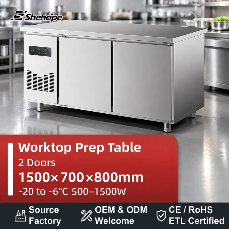 1.5m Stainless Steel Prep Table Cooling · 1500×700×800 · -20–-6°C