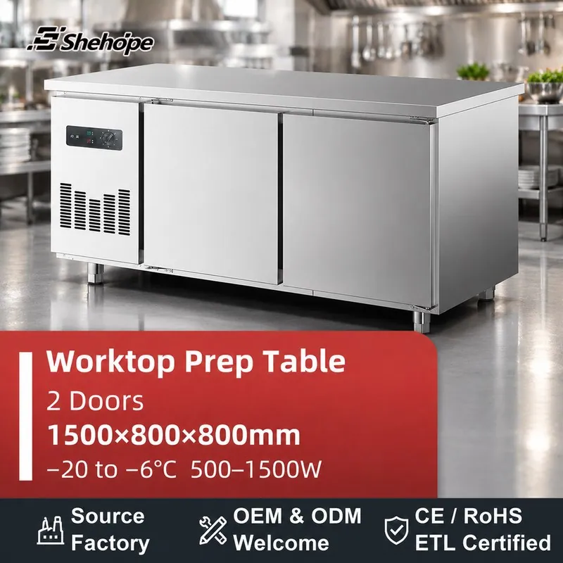 1.5m Stainless Steel Prep Table Cooling · 1500×800×800 · -20–-6°C