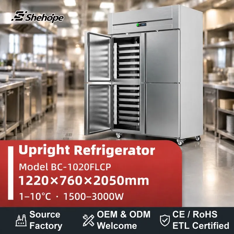 Commercial 4 Door Upright Tray Reach-In Freezer Stainless Steel Air Cooling…