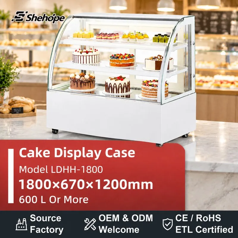 Commercial Countertop Four-Door Curved Rear Sliding Cake Merchandiser…