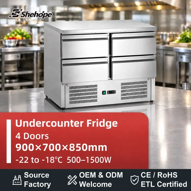 ثلاجات تحت الطاولة وثلاجات بأسطح عمل · 900×700×850 · -22–-18°C