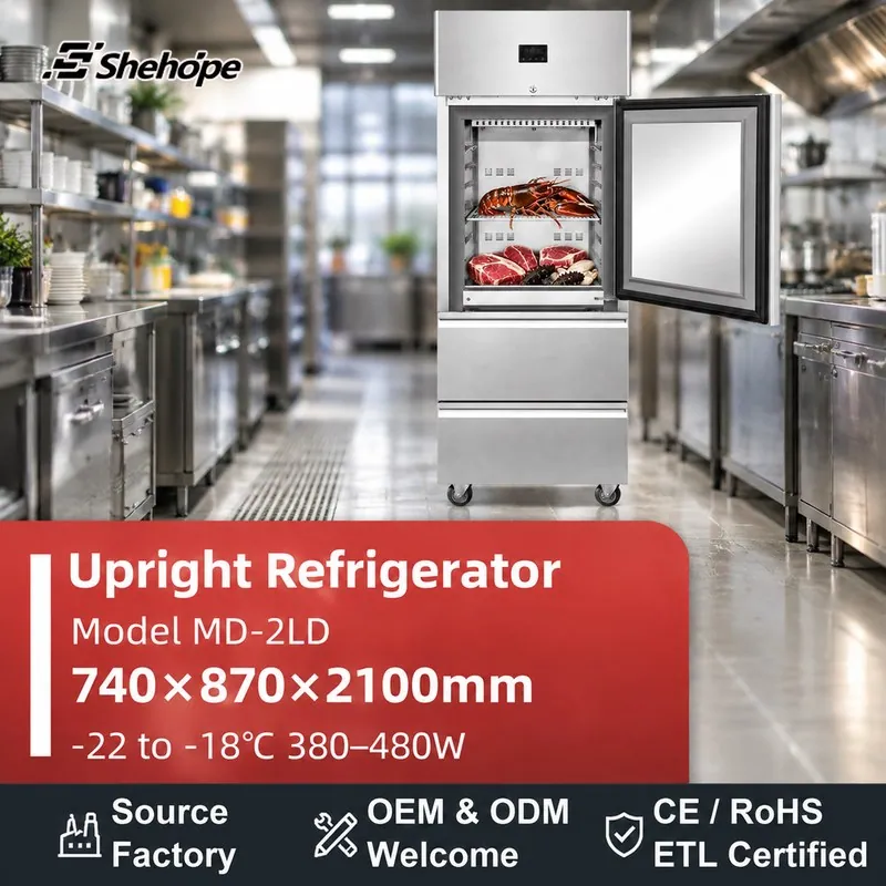 Single Door Stainless Steel Reach Freezer · MD-2LD · 740×870×2100